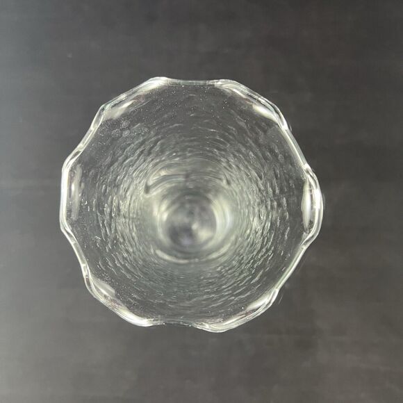 Set Of 2 Vintage Anchor Hocking Dimpled Heart Scalloped Edge Clear Glass Vase - Picture 8 of 13